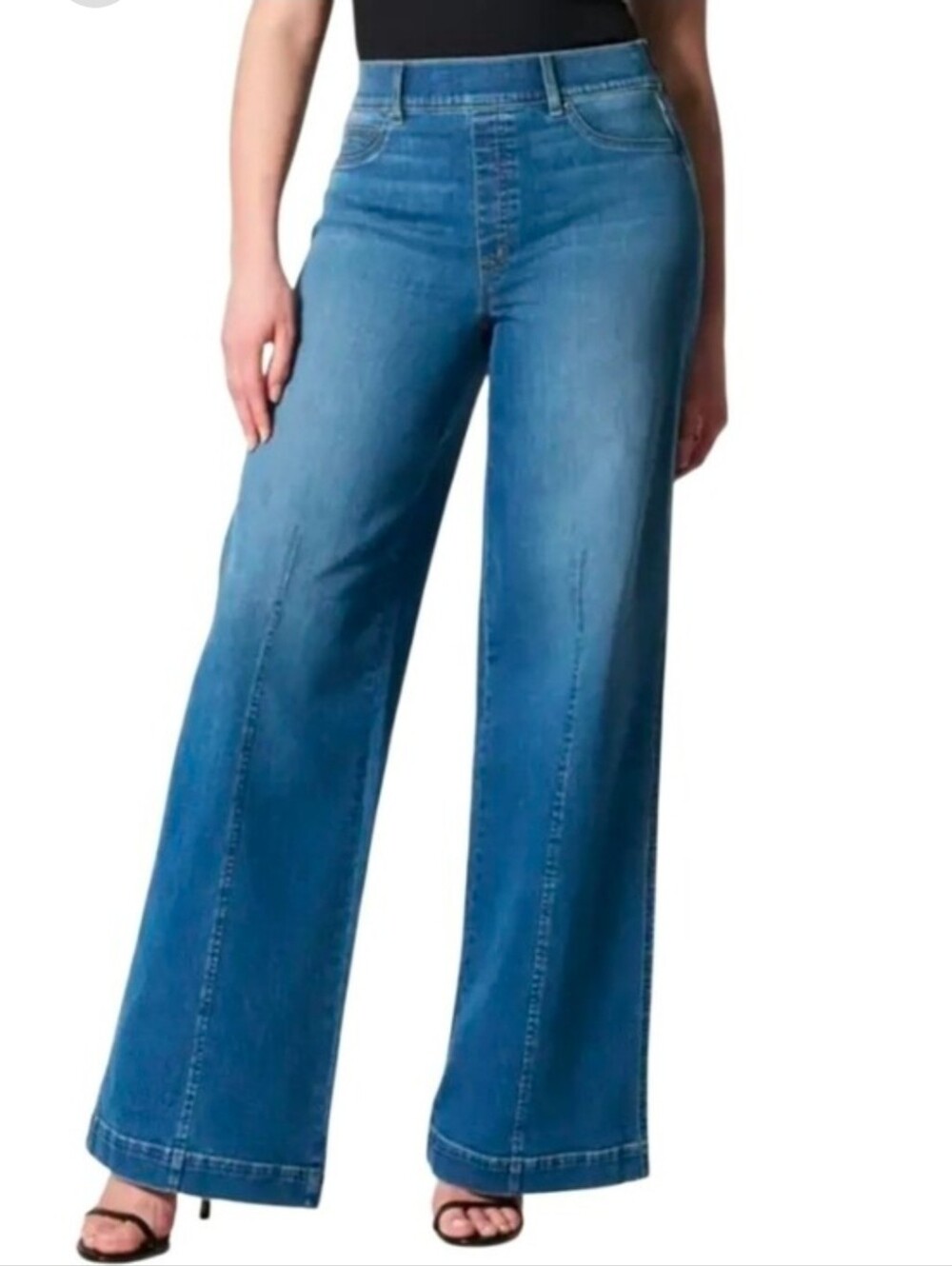 Spanx Seamed Front Wide Leg Pull On Jean High Rise Retro Shaping 1X 18 20